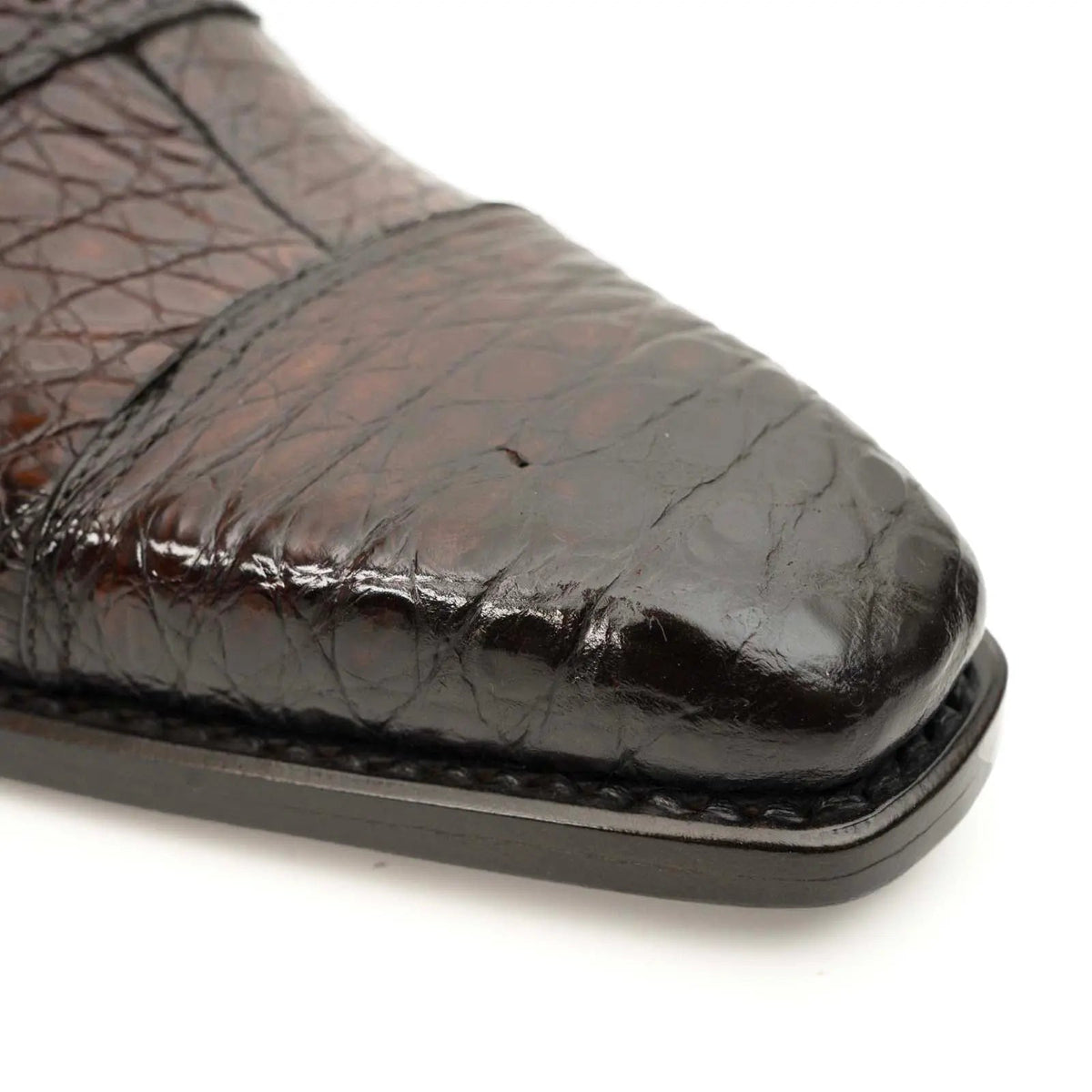 Dark Brown Crocodile Cap-Toe Oxfords VanPasch