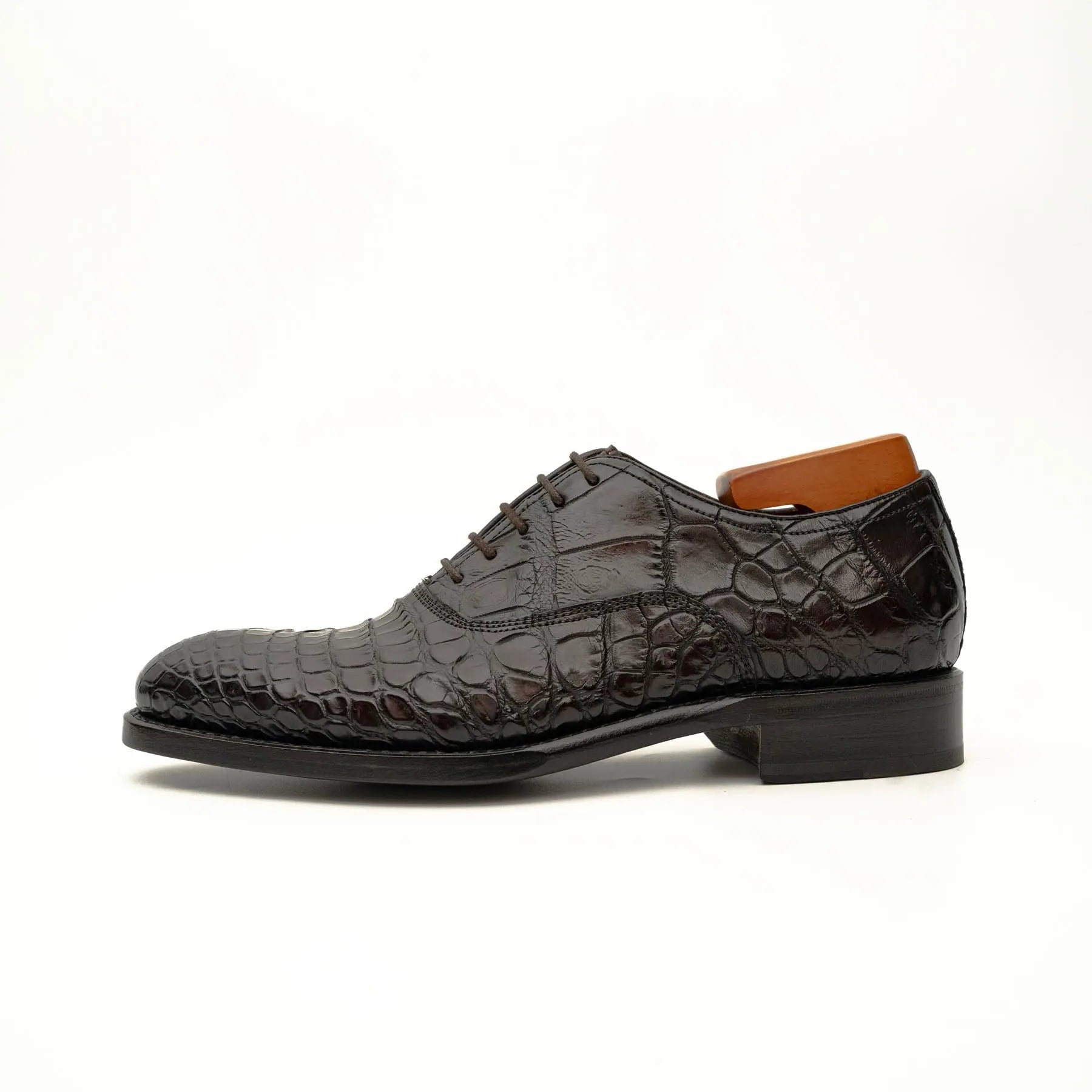 Dark Brown Crocodile Derby Shoe VanPasch