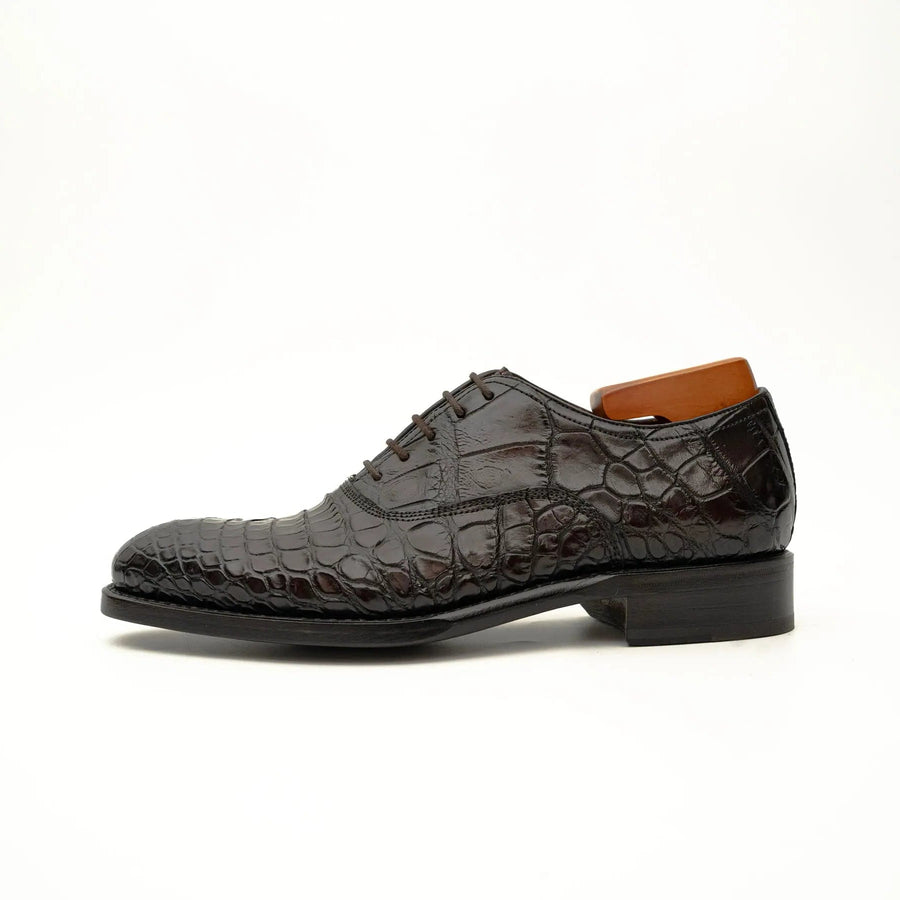 Dark Brown Crocodile Derby Shoe VanPasch