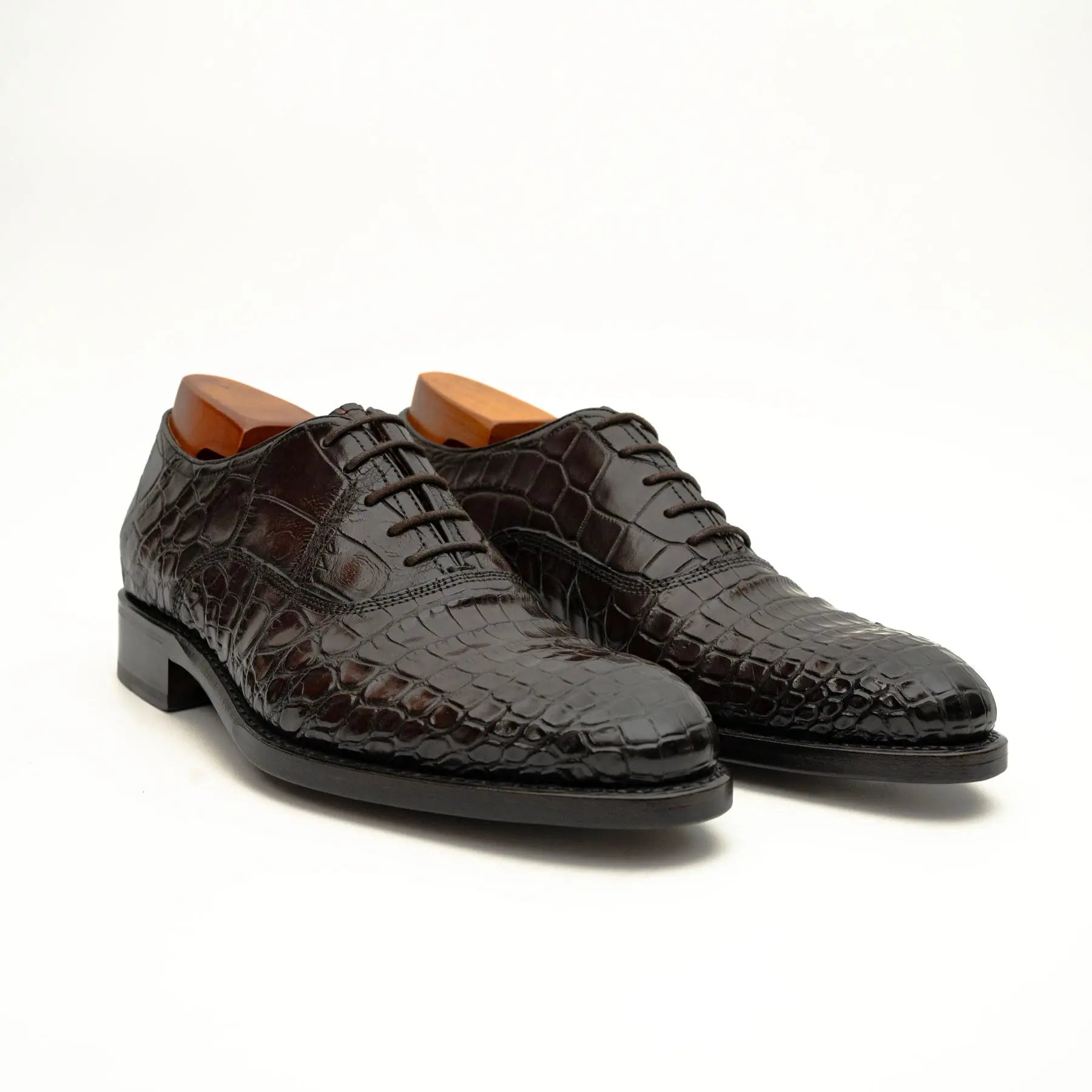 Dark Brown Crocodile Derby Shoe VanPasch