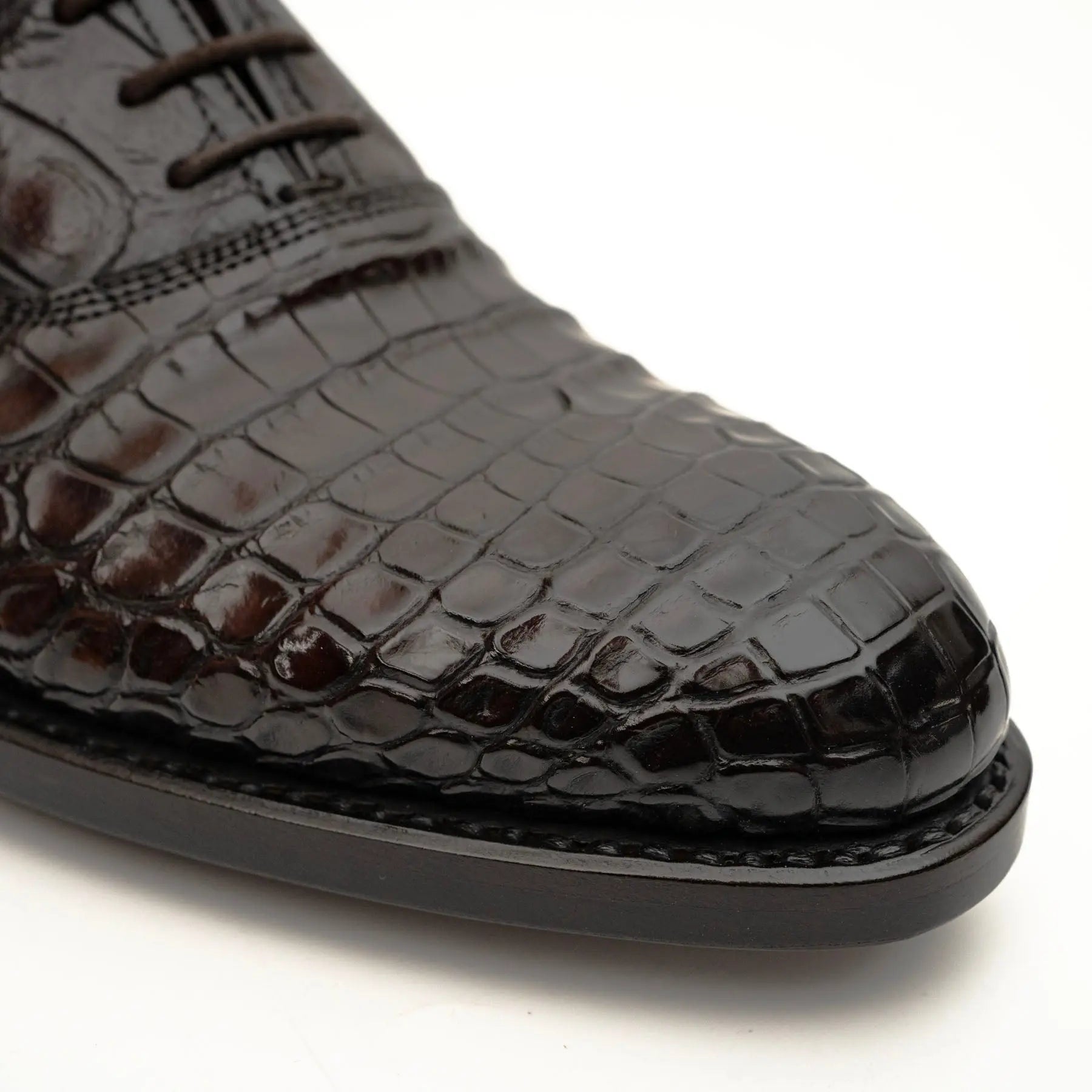 Dark Brown Crocodile Derby Shoe VanPasch