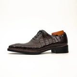 Dark Brown Crocodile Derby Shoes VanPasch
