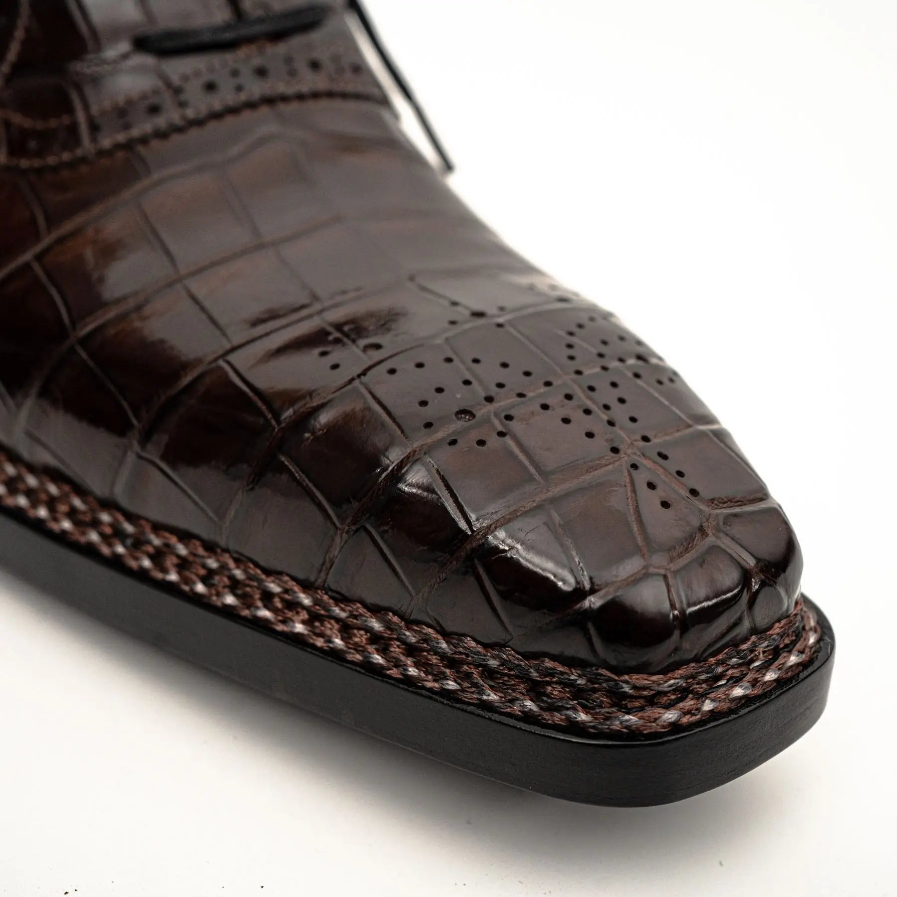 Dark Brown Crocodile Derby Shoes VanPasch