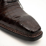 Dark Brown Crocodile Derby Shoes VanPasch