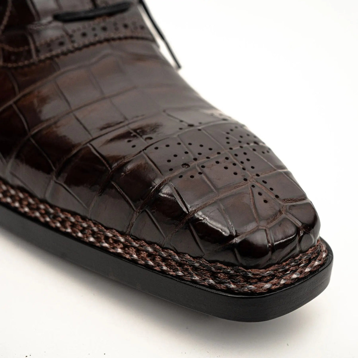 Dark Brown Crocodile Derby Shoes VanPasch
