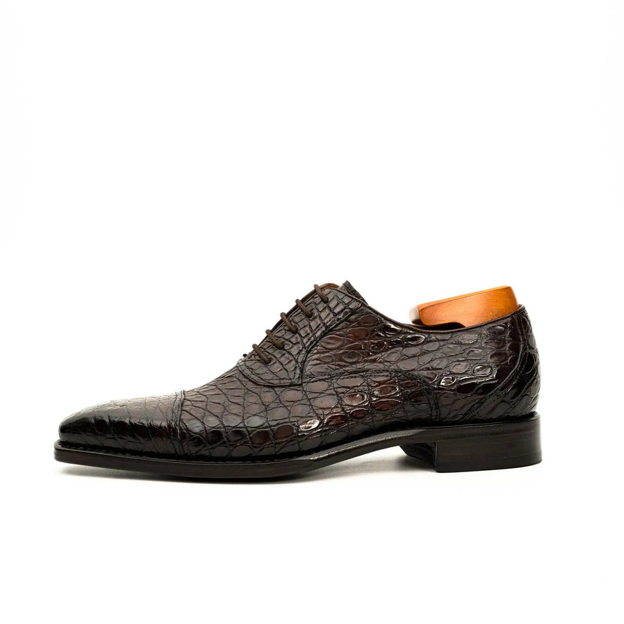 Dark Brown Crocodile Oxford Shoe VanPasch