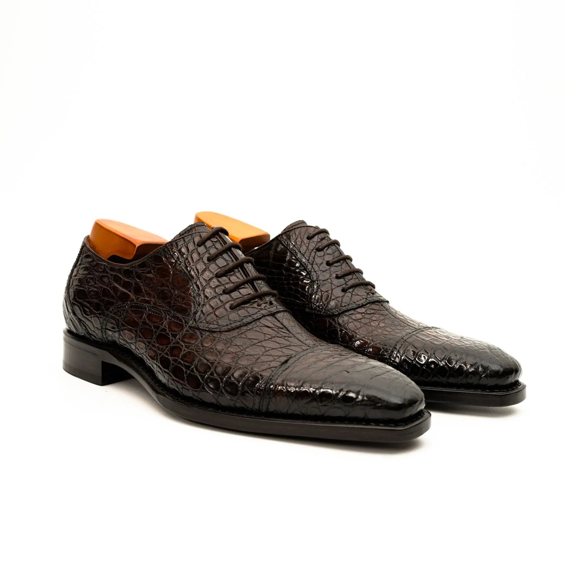 Dark Brown Crocodile Oxford Shoe VanPasch