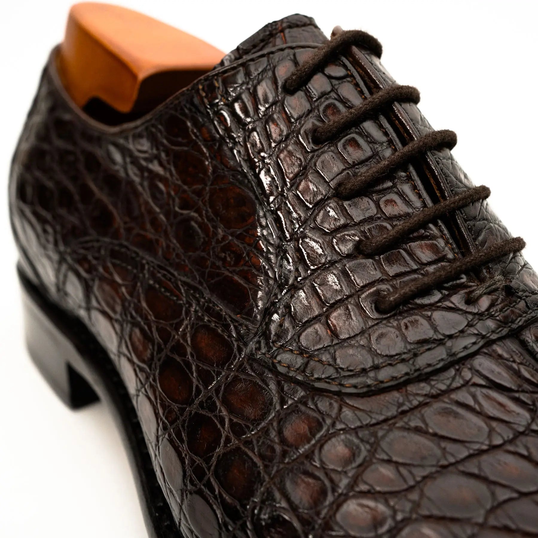 Dark Brown Crocodile Oxford Shoe VanPasch