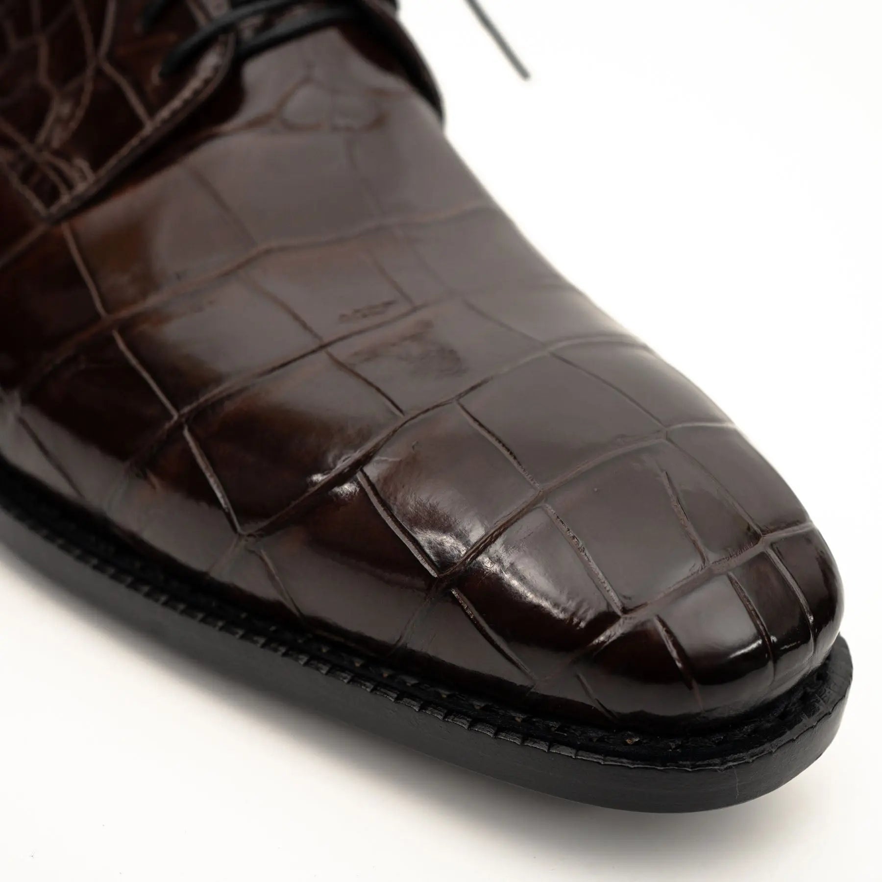 Dark Brown Crocodile-Textured Derby VanPasch
