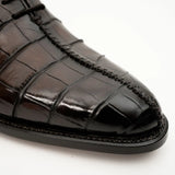 Dark Brown Crocodile-Textured Oxford VanPasch