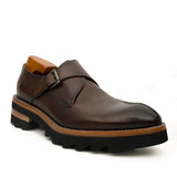 Dark Brown Lug Sole Monk Strap Shoes VanPasch
