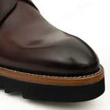 Dark Brown Lug Sole Monk Strap Shoes VanPasch