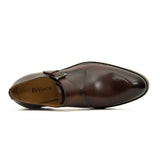 Dark Brown Lug Sole Monk Strap Shoes VanPasch