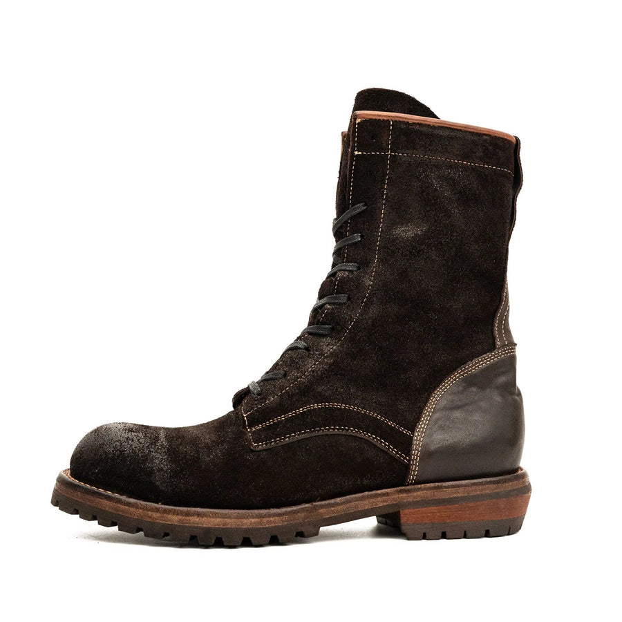 VanPasch 5002A dark brown lace-up boots white background side view