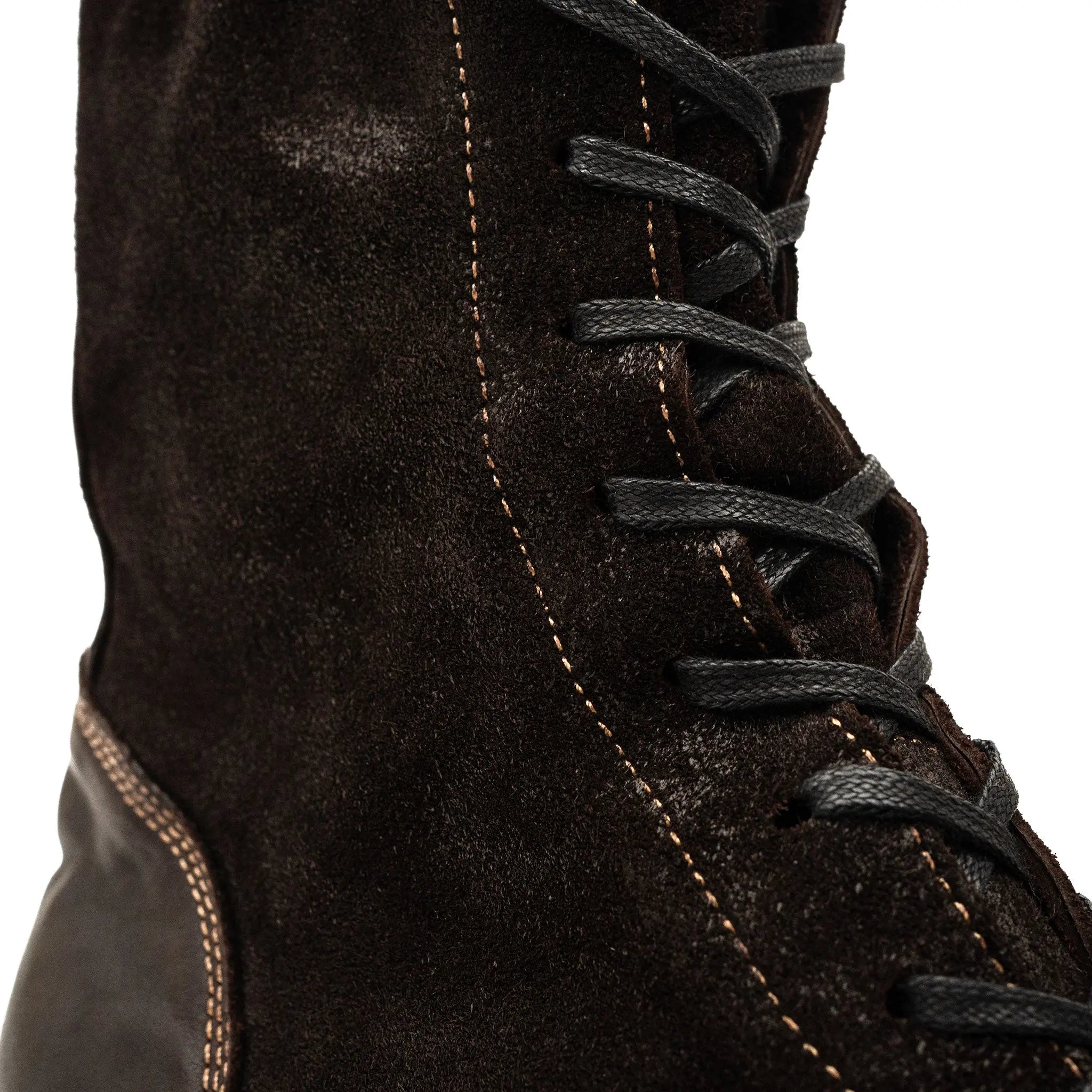 VanPasch 5002A dark brown lace-up boots upper and lacing detail