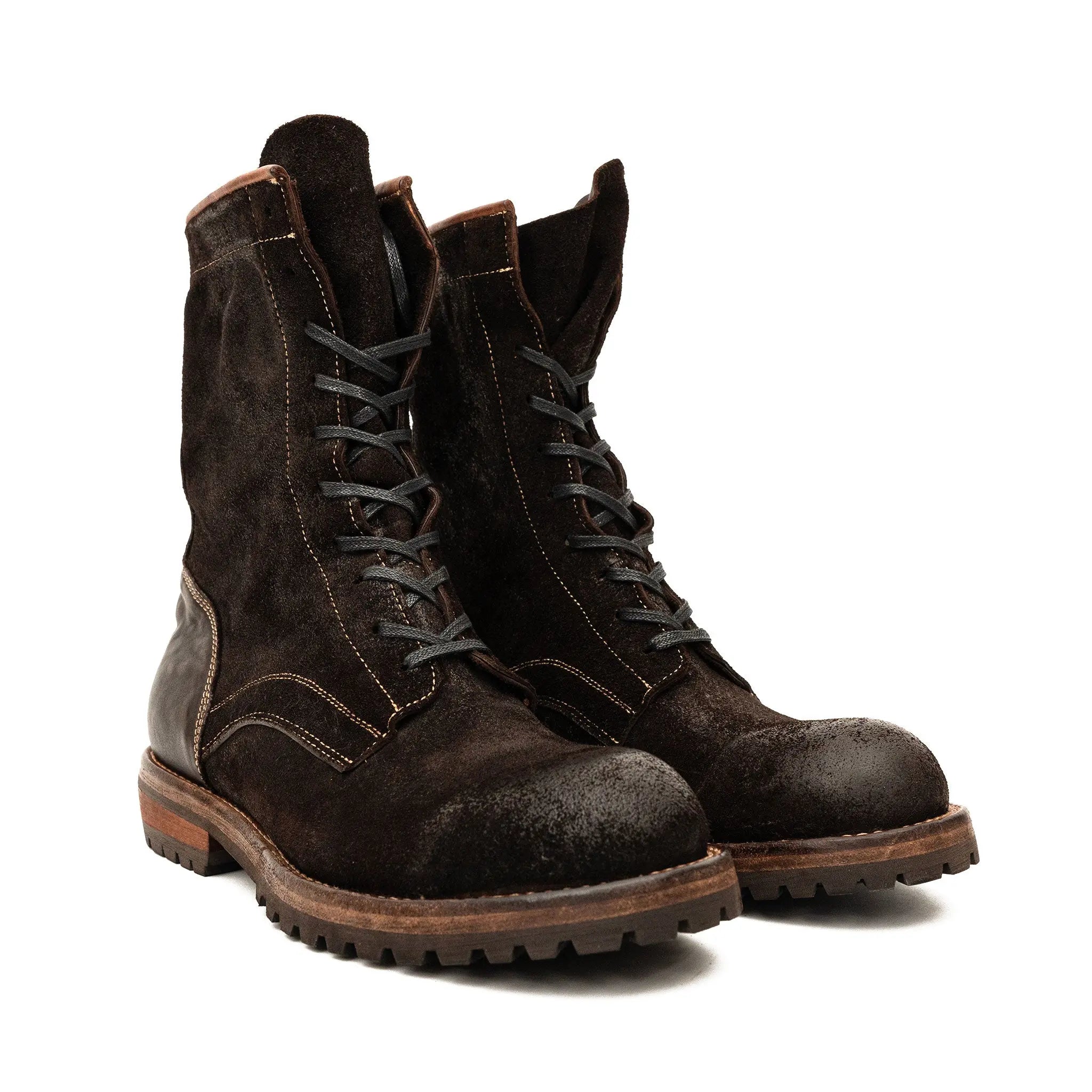 VanPasch 5002A dark brown lace-up boots pair front view