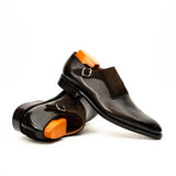 Dark Brown Suede-Panel Monk Shoe VanPasch