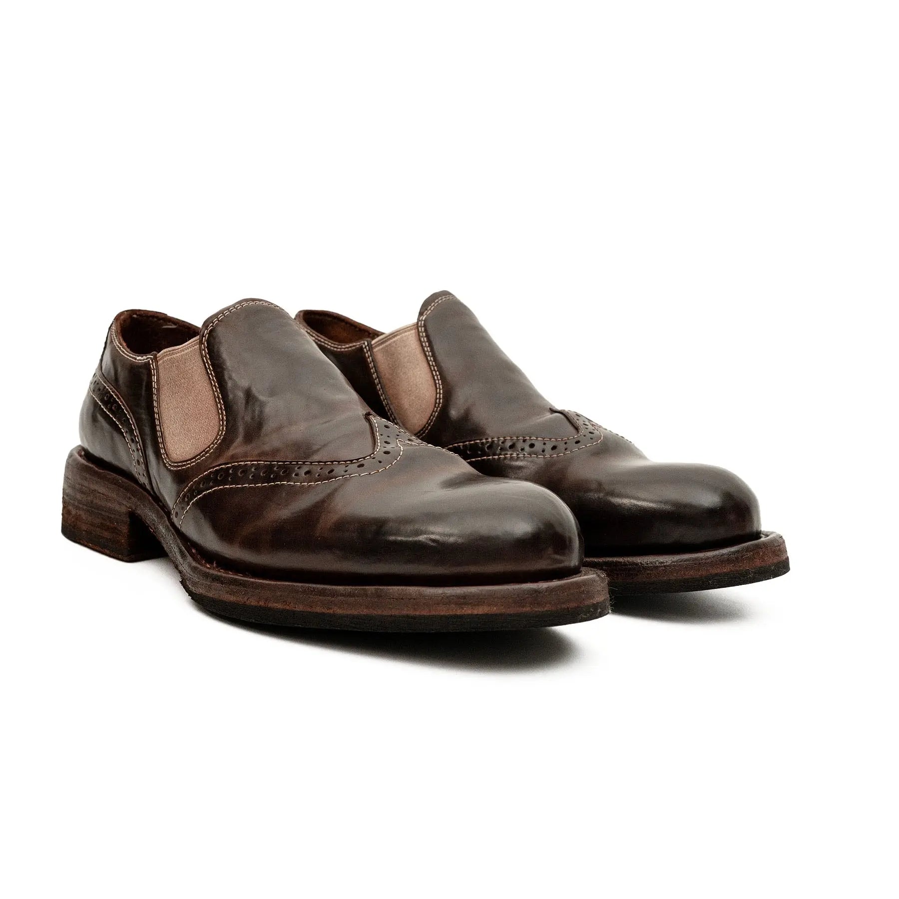 Washed Horse Leather Slip-On Casual Shoes