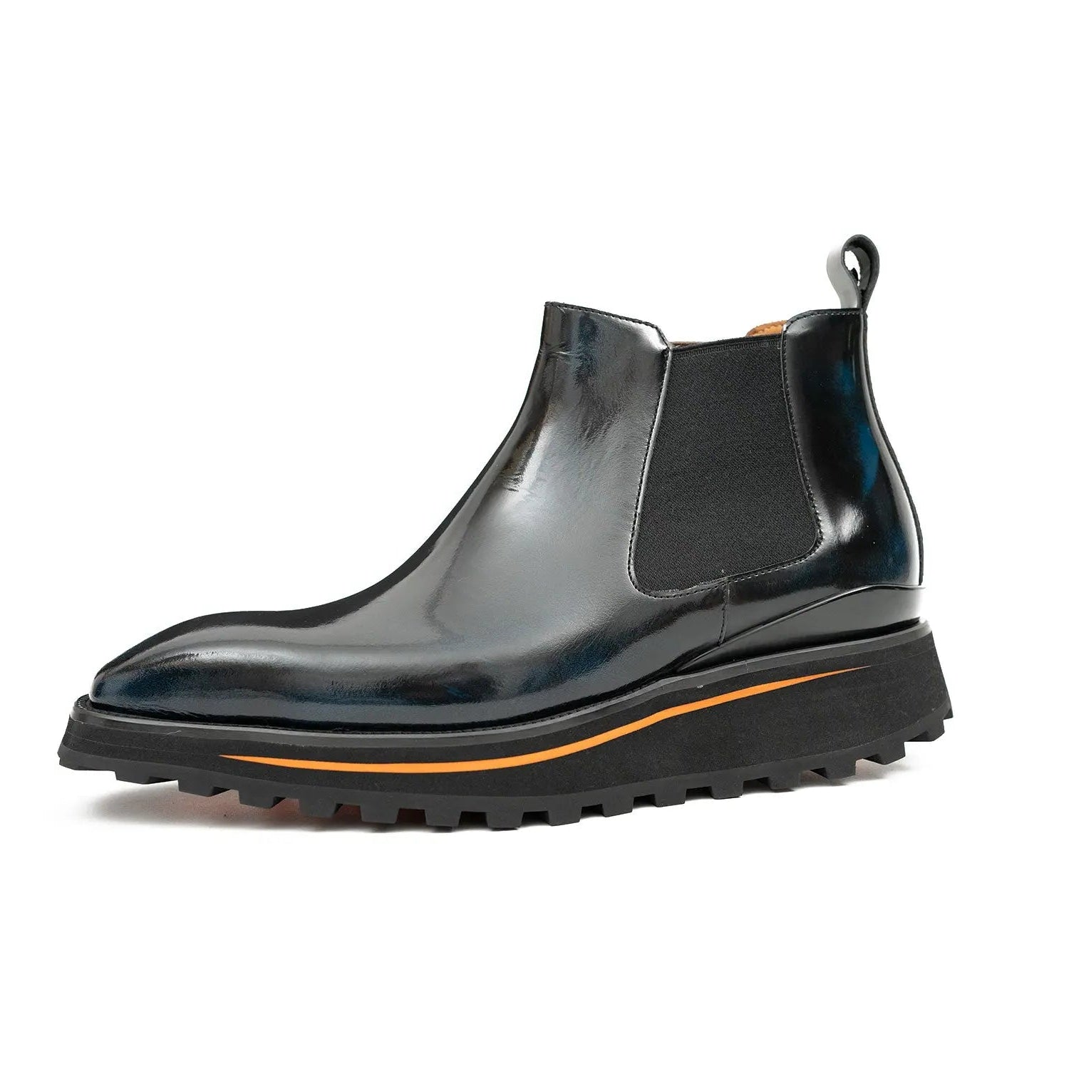 Foil leather Thick-Soled Chelsea Boot 2898 Blue VanPasch