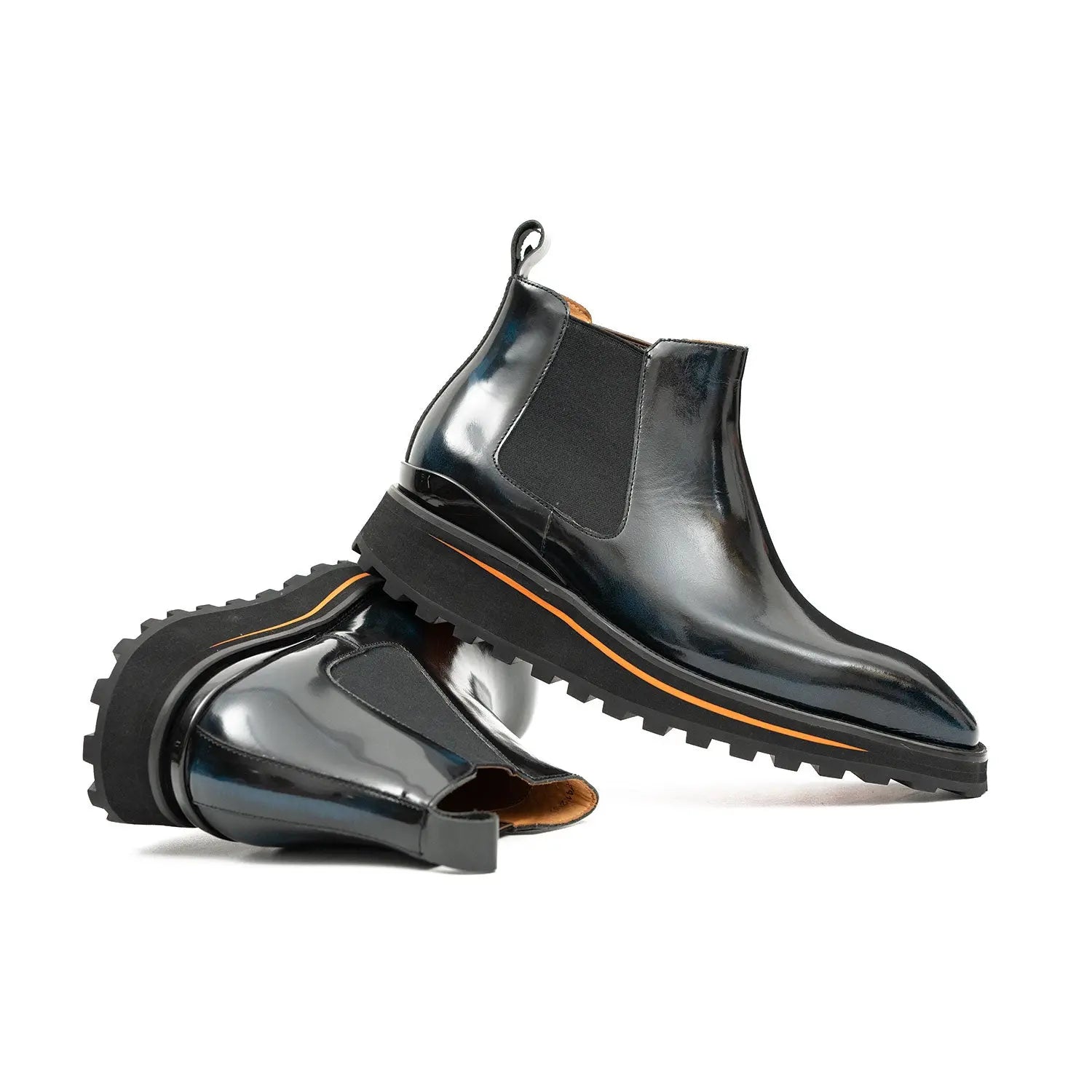 Foil leather Thick-Soled Chelsea Boot 2898 Blue VanPasch