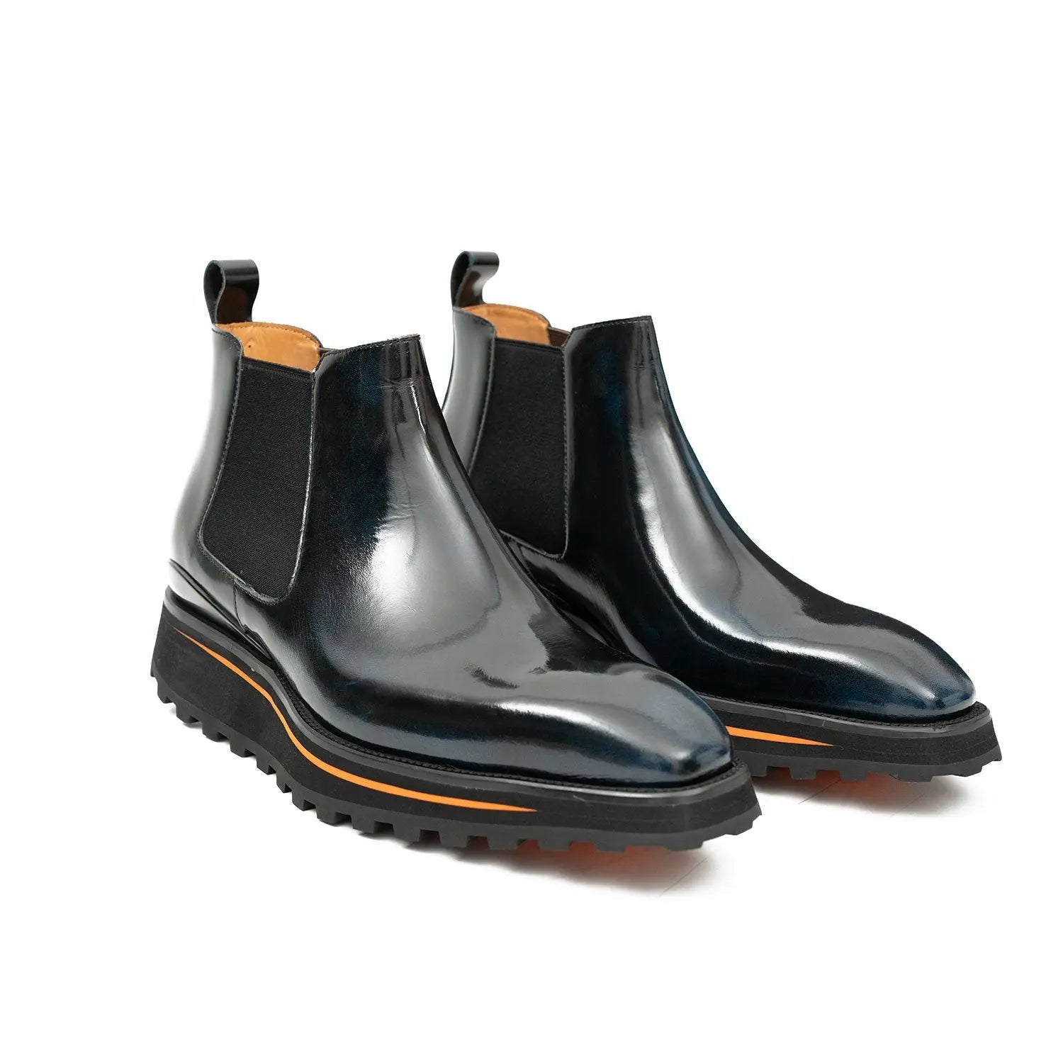 Foil leather Thick-Soled Chelsea Boot 2898 Blue VanPasch