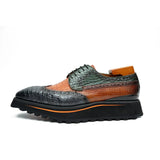 Genuine Crocodile Leather Handmade Grey Brown Brogue Shoes VanPasch