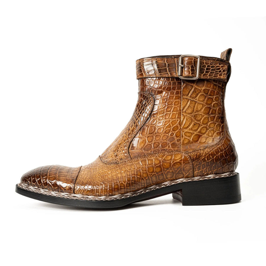 Glossy Brown Alligator Chelsea Boot VanPasch