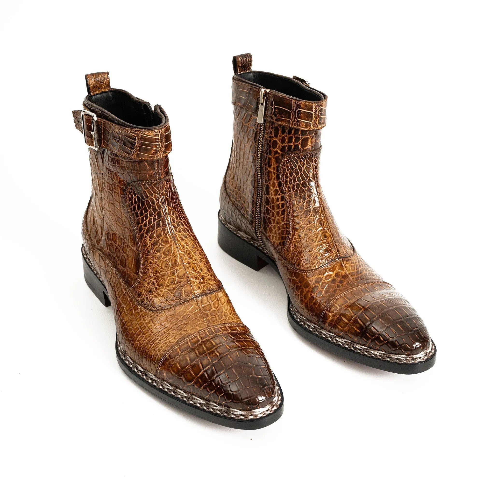 Glossy Brown Alligator Chelsea Boot VanPasch