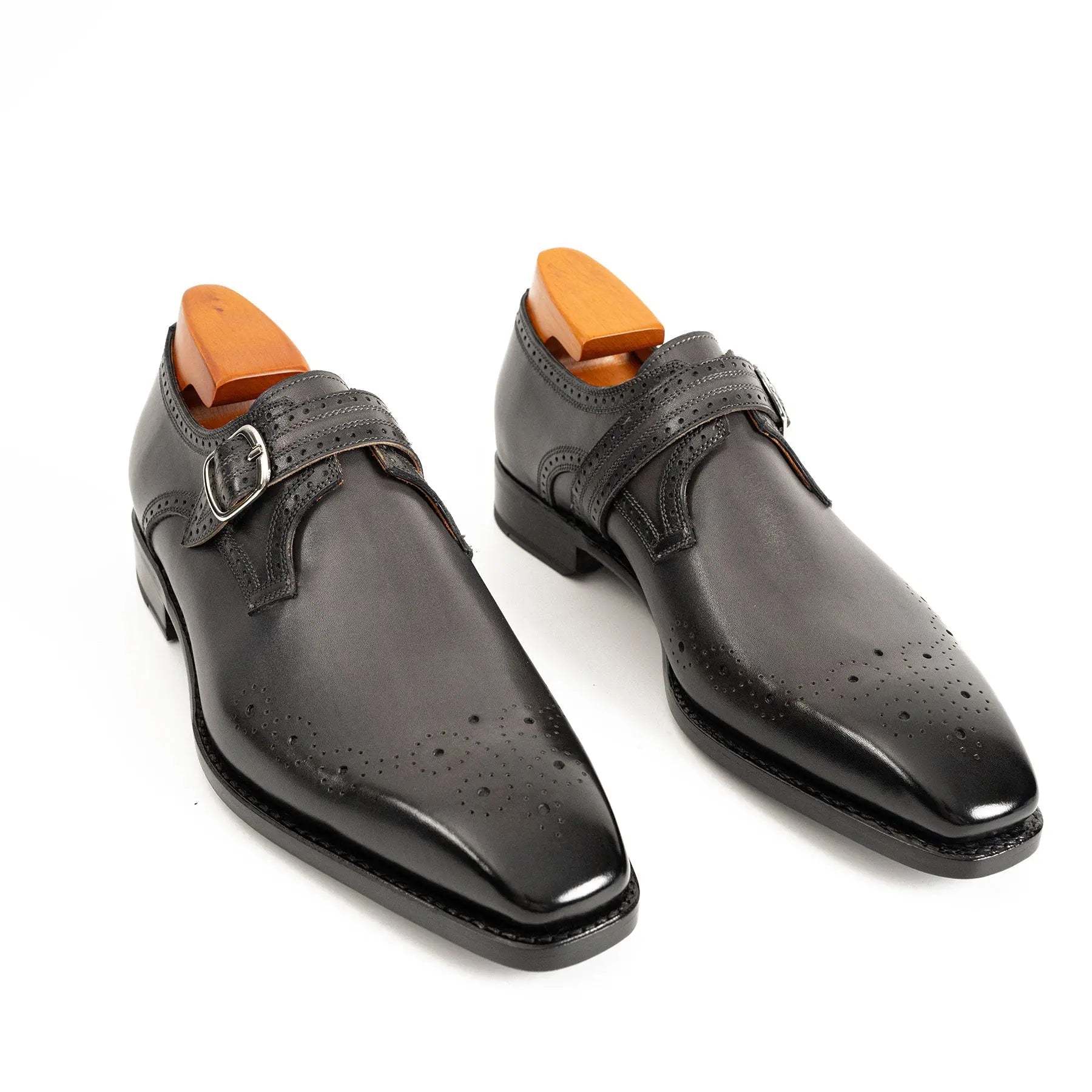 Goodyear Welted Monk Strap Shoes Black VanPasch