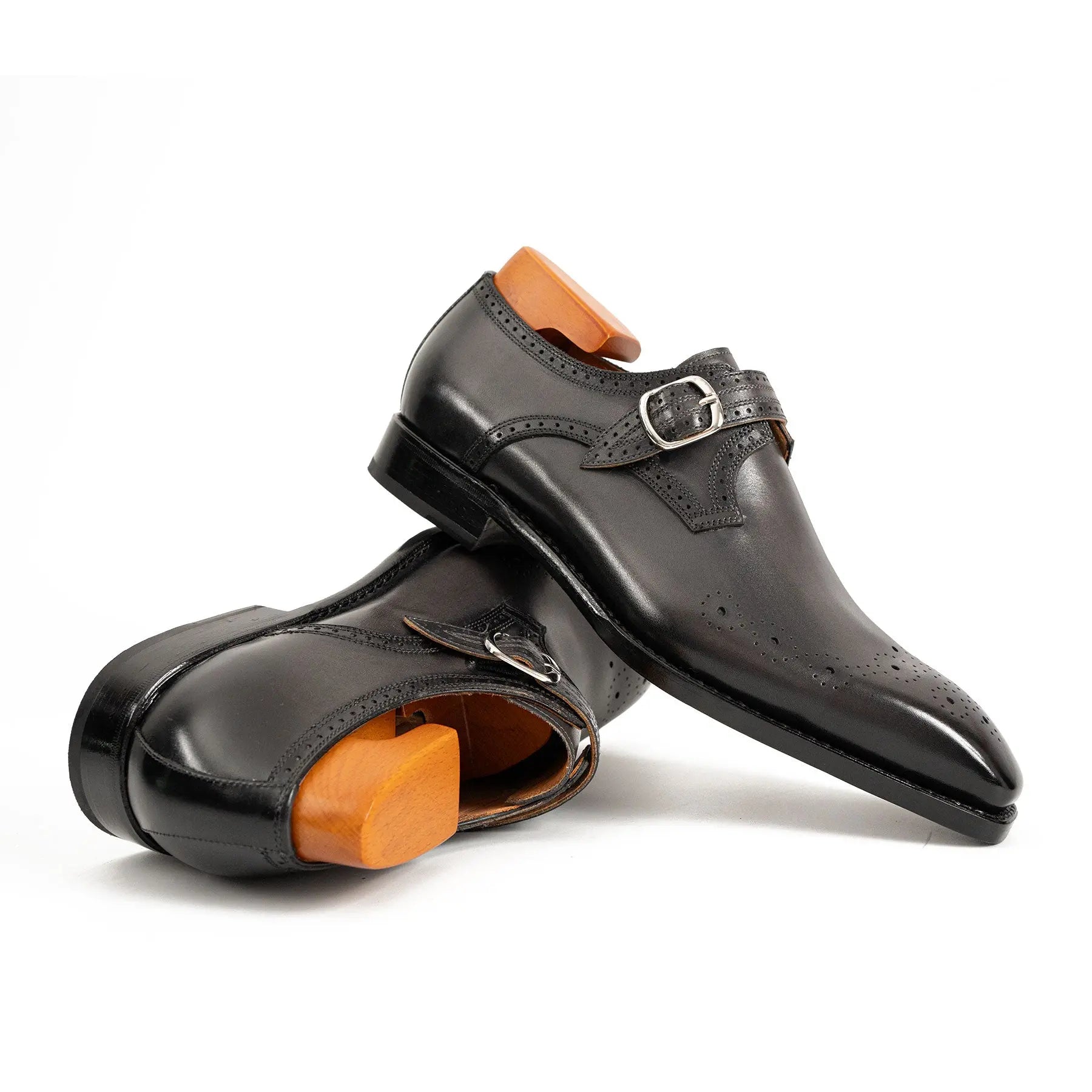Goodyear Welted Monk Strap Shoes Black VanPasch