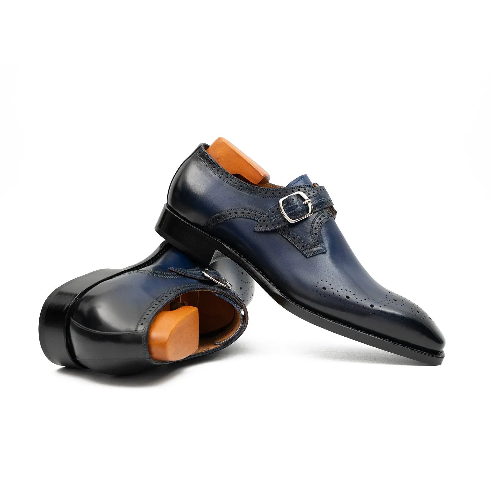 Goodyear Welted Monk Strap Shoes Blue VanPasch