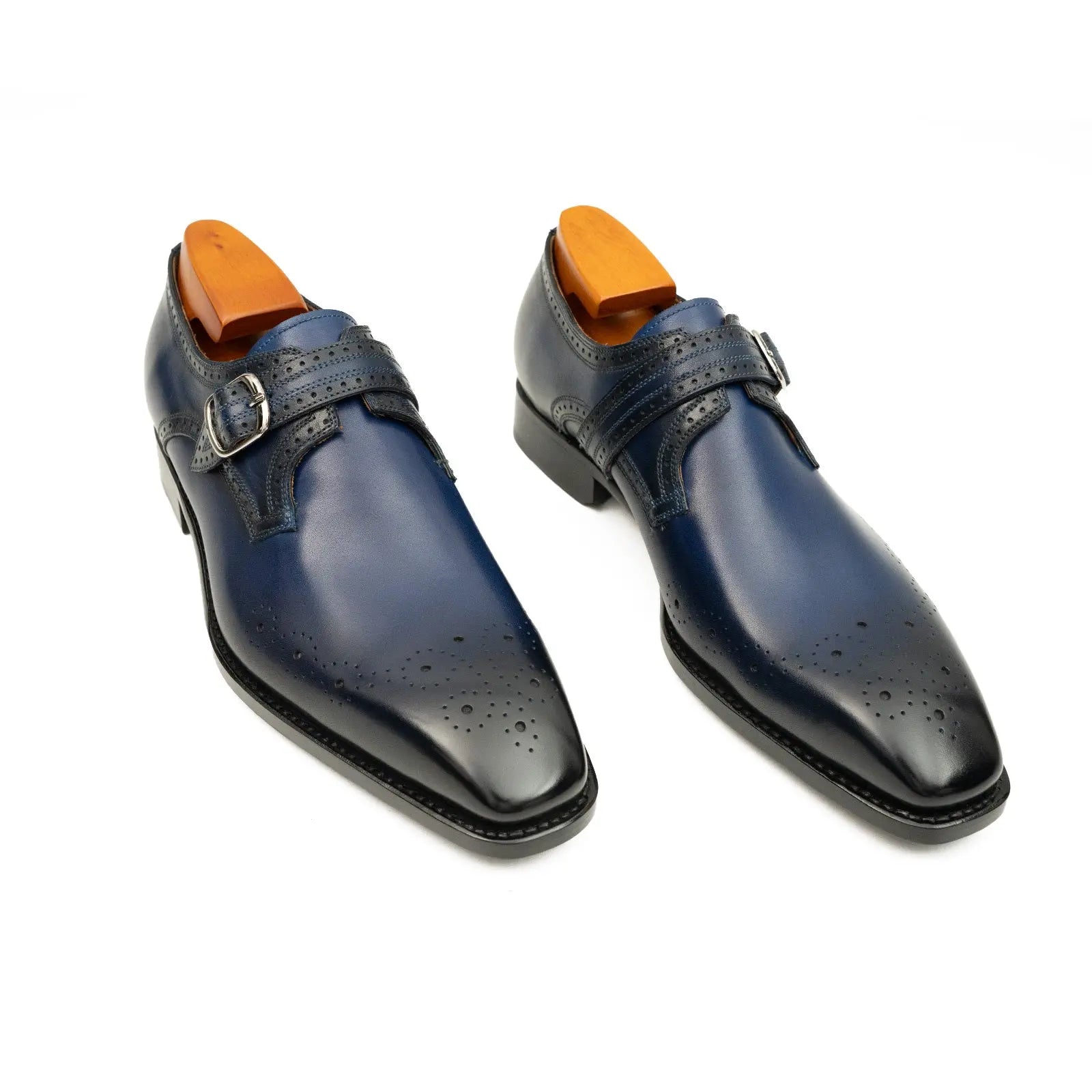 Goodyear Welted Monk Strap Shoes Blue VanPasch
