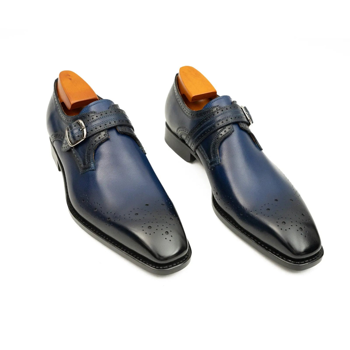 Goodyear Welted Monk Strap Shoes Blue VanPasch