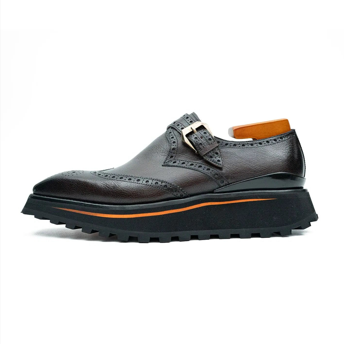 Grain of Tumbled Kangaroo Leather Monk Shoes VanPasch