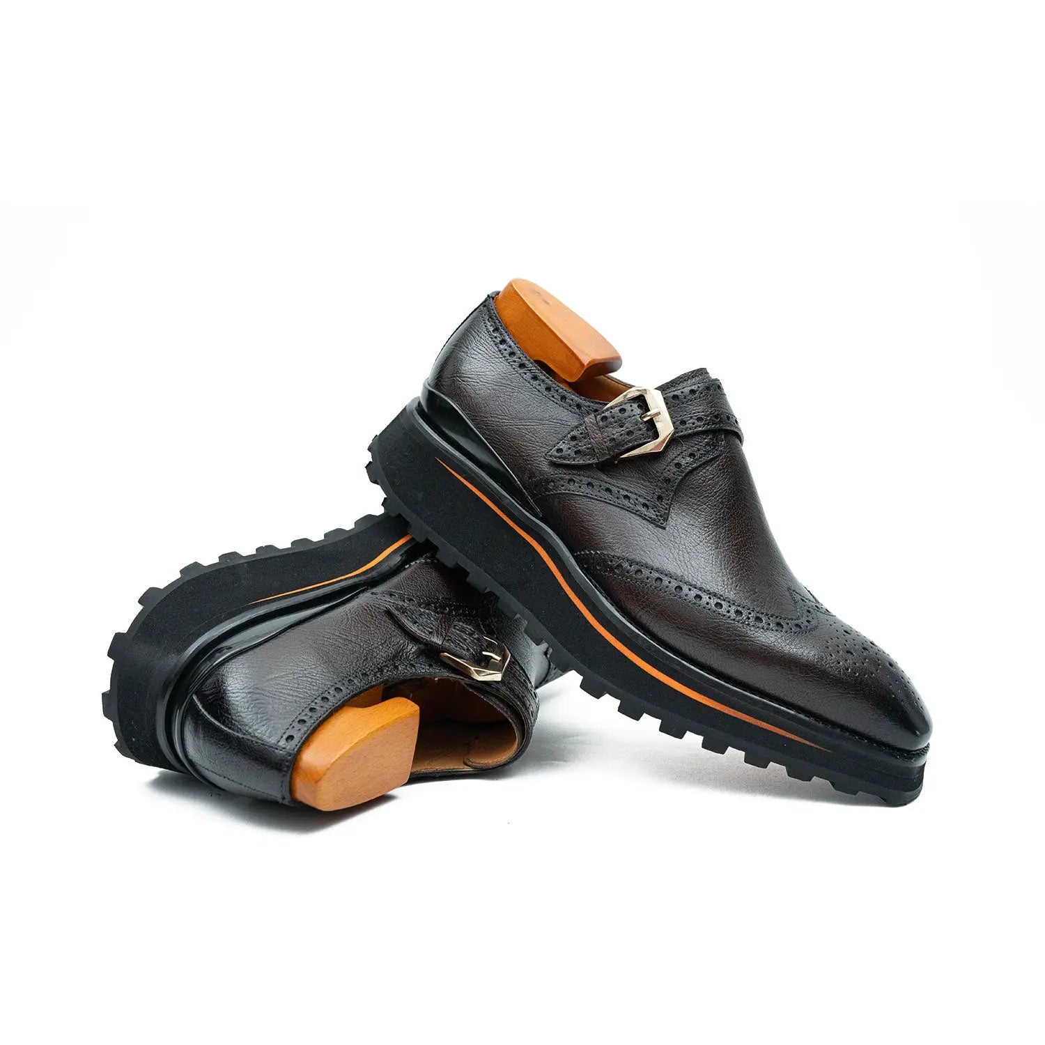 Grain of Tumbled Kangaroo Leather Monk Shoes VanPasch