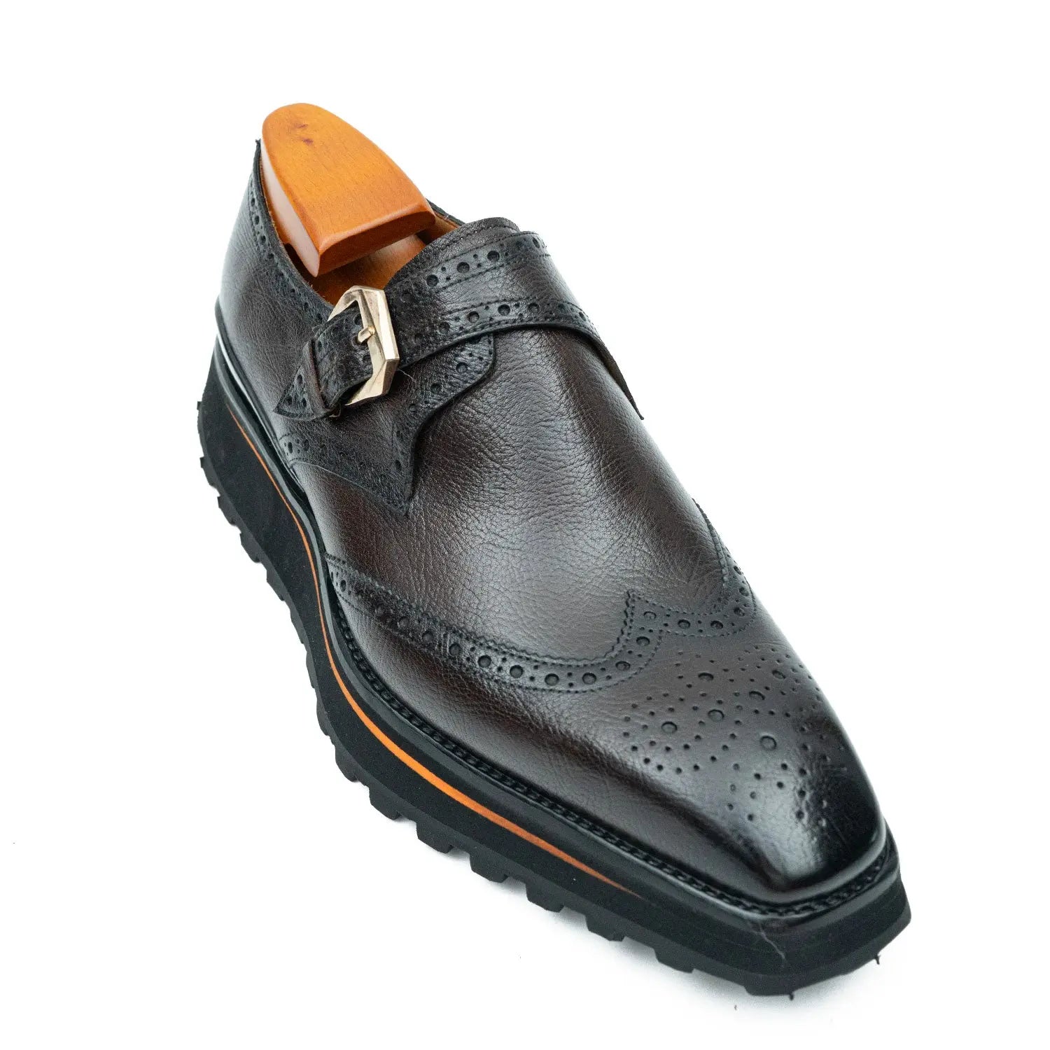 Grain of Tumbled Kangaroo Leather Monk Shoes VanPasch