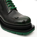 Green-Black Polished Lace-Up Boots VanPasch