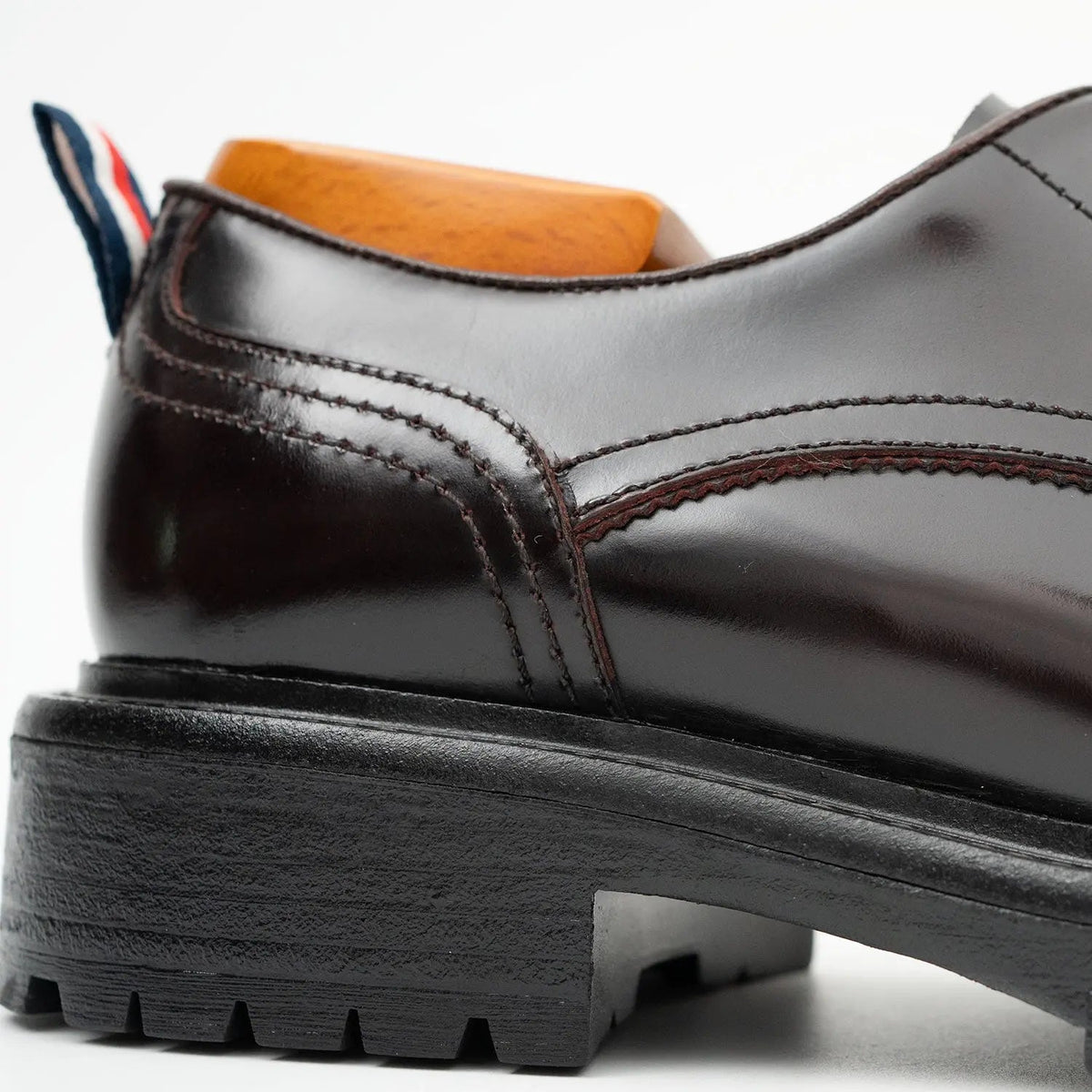 Handcrafted Big Toe Derby Shoes with Thick Sole  Wine red VanPasch