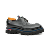 Handcrafted Square Toe Brogue Shoes with Thick Sole Black VanPasch
