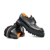 Handcrafted Square Toe Brogue Shoes with Thick Sole Black VanPasch
