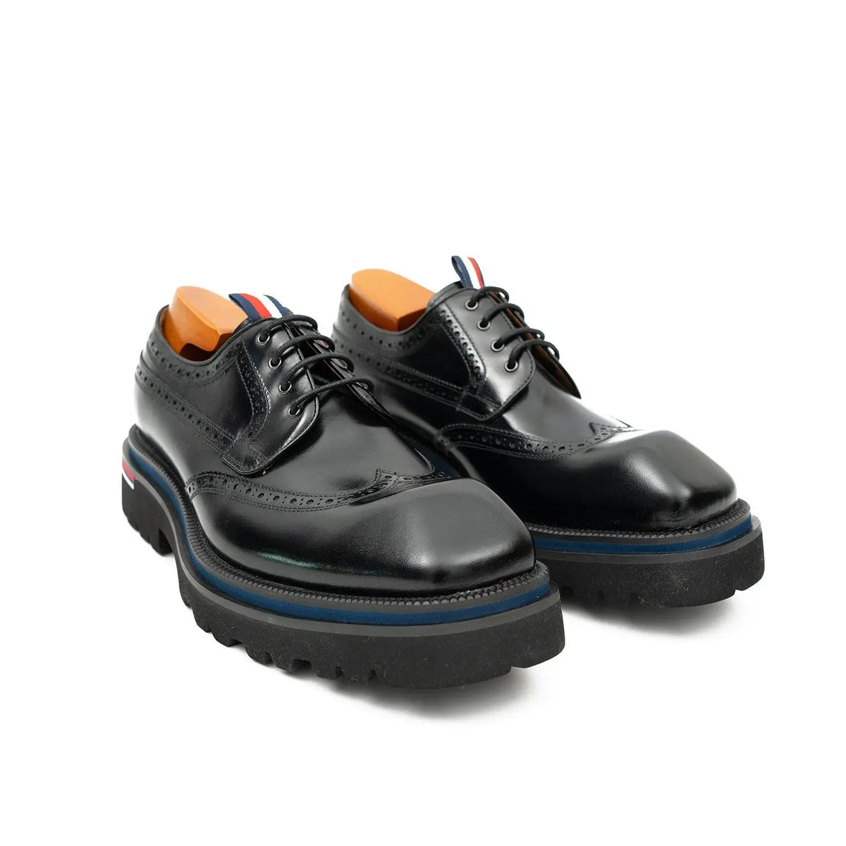 Handcrafted Square Toe Brogue Shoes with Thick Sole Black VanPasch