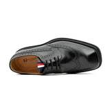 Handcrafted Square Toe Brogue Shoes with Thick Sole Black VanPasch