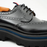Handcrafted Square Toe Brogue Shoes with Thick Sole Black VanPasch