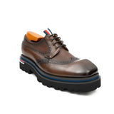 Handcrafted Square Toe Brogue Shoes with Thick Sole Coffee VanPasch
