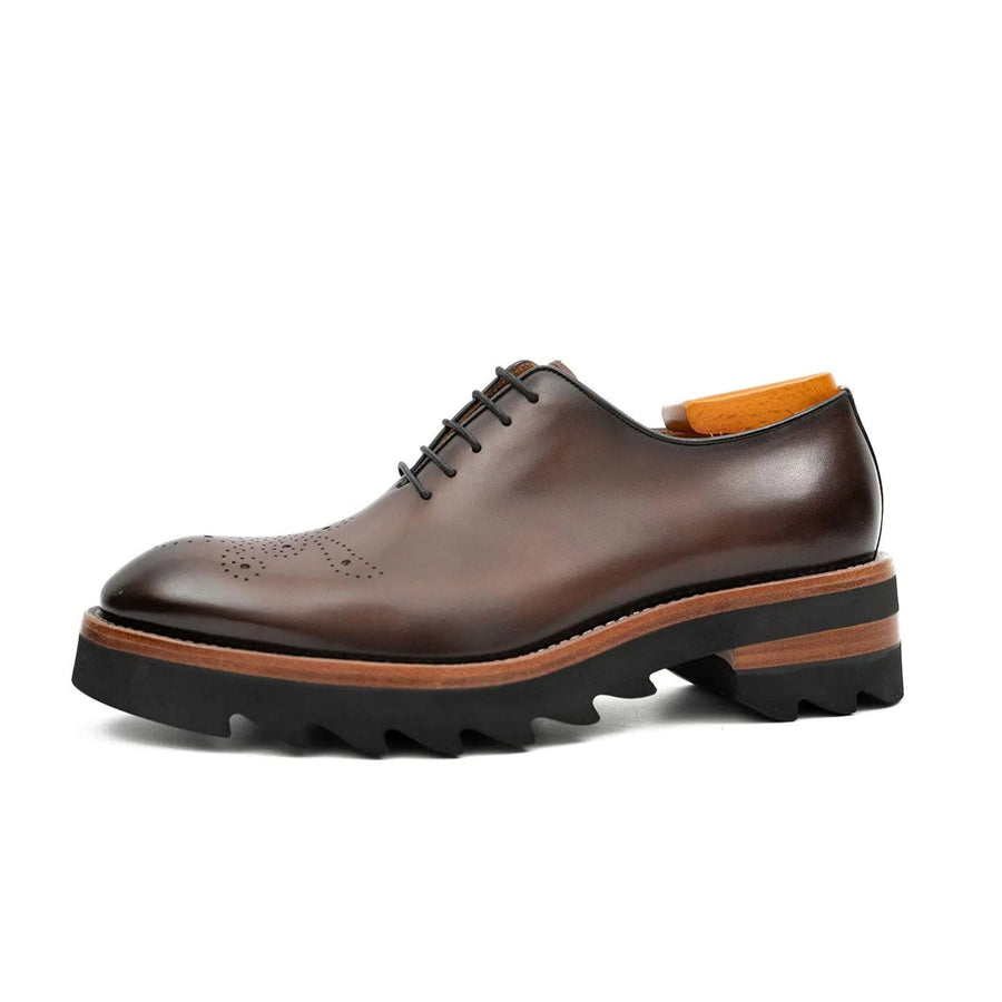 Brown Medallion Oxford with Lug Sole