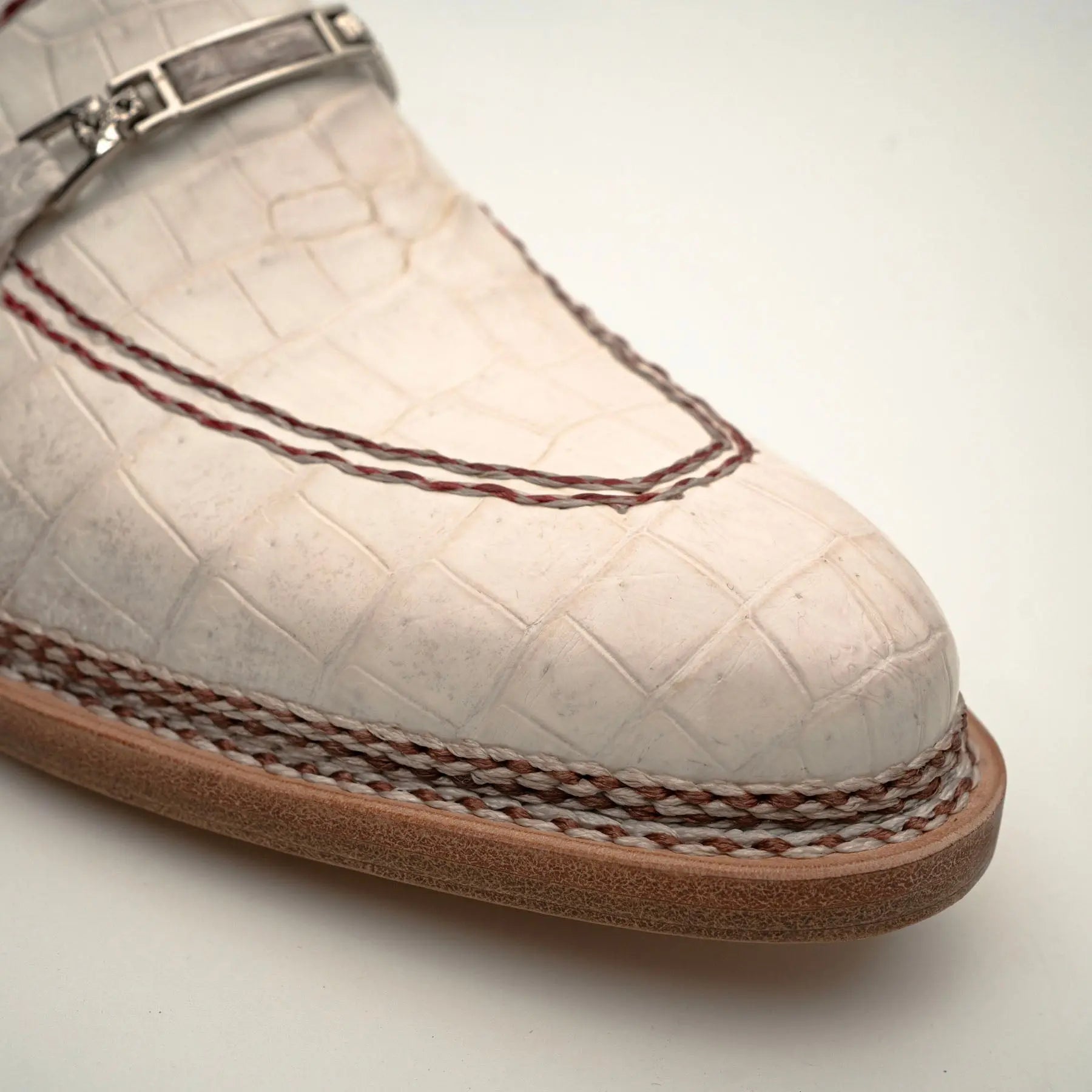 Ivory Crocodile-Textured Loafer VanPasch