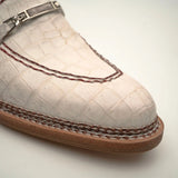 Ivory Crocodile-Textured Loafer VanPasch