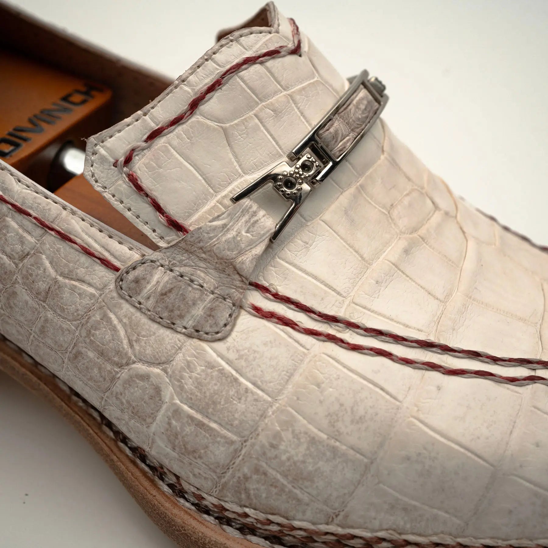 Ivory Crocodile-Textured Loafer VanPasch