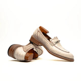 Ivory Crocodile-Textured Loafer VanPasch
