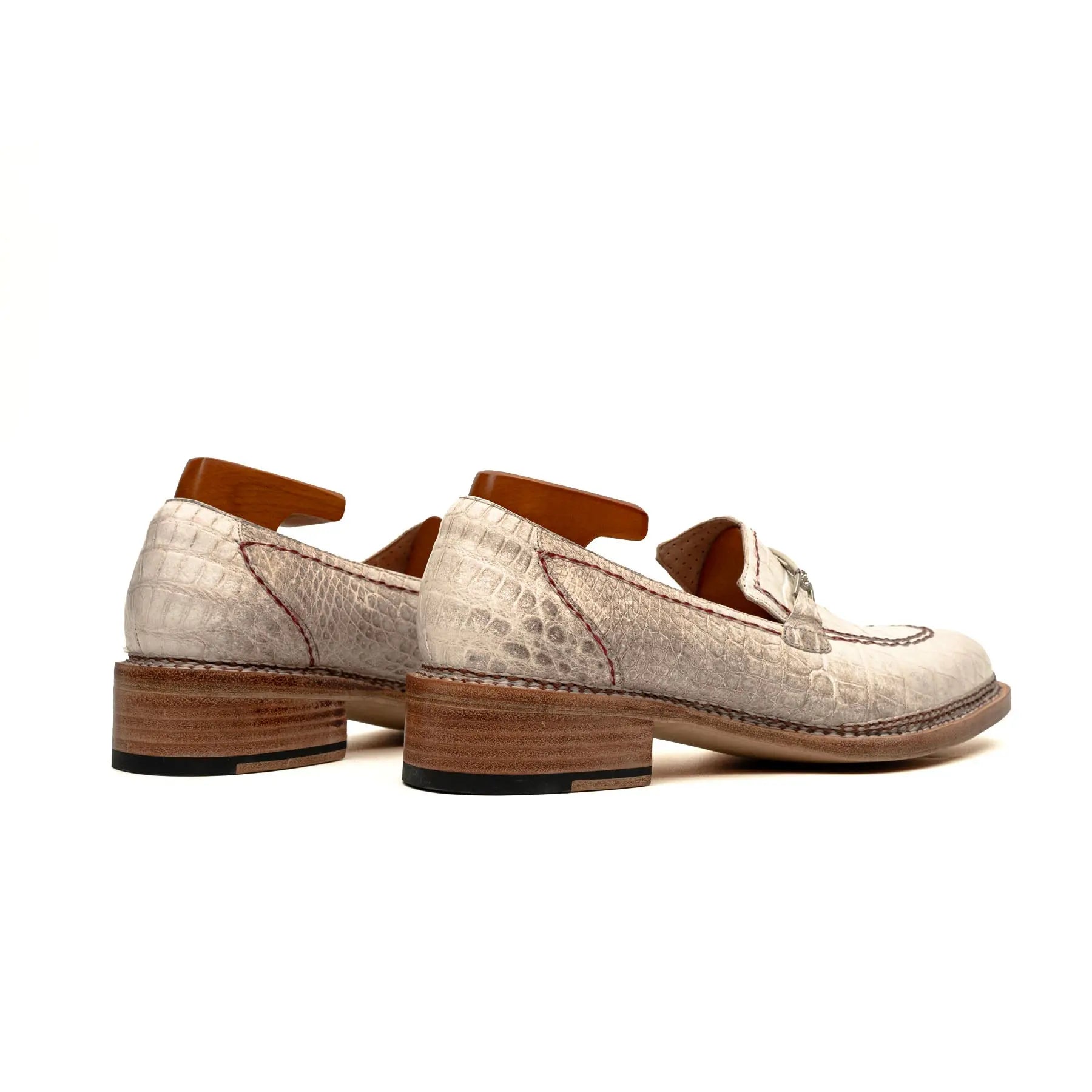 Ivory Crocodile-Textured Loafer VanPasch